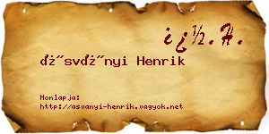 Ásványi Henrik névjegykártya