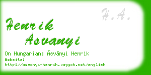 henrik asvanyi business card